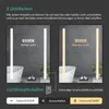 Two bathroom mirrors are shown, one with cool white light and the other with warm yellow light, illustrating the different light color options. Produktbild-Vorschau