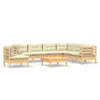 8-tlg. Garten-Lounge-Set mit Creme Kissen Massivholz Kiefer Produktbild-Vorschau 1