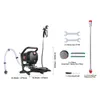 A product image showing a paint sprayer and its accessories, with dimensions and labels. Náhľad obrázku produktu