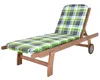 A wooden sun lounger with a green, gray, and white plaid cushion, shown against a white background. Náhľad obrázku produktu