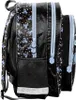 A close-up side view of a black backpack with a Stitch pattern. Produktbild-Vorschau