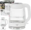 A collage of images showing an electric kettle and its packaging. Produktbild-Vorschau