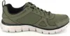 A side view of a single olive green athletic shoe against a white background. Produktbild-Vorschau