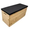 A wooden storage chest with a black upholstered lid, shown against a white background. Anteprima dell’immagine prodotto