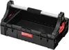 A black plastic toolbox with a silver handle and red latches, shown from a slightly elevated angle. Náhľad obrázku produktu
