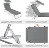 A collage of images showcasing a foldable garden lounger and its features. Náhled obrázku produktu