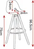 A line drawing of a bar stool with dimensions indicated by arrows and text. Produktbild-Vorschau
