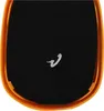 Close-up view of an orange-rimmed black filter with a small white logo. Produktbild-Vorschau