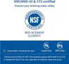 Certification marks and text about water filter replacement elements. Podgląd zdjęcia produktu