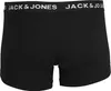 A back view of black boxer briefs with a white waistband featuring the Jack & Jones logo. Produktbild-Vorschau