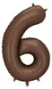 Folienballon Zahl 6 in Braun 86cm Produktbild-Vorschau 1