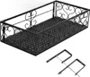 A black metal balcony shelf with decorative scrollwork and two mounting brackets. Náhled obrázku produktu