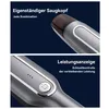 Close-up shots of a gray handheld vacuum cleaner, highlighting its features. Produktbild-Vorschau