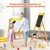 COSTWAY Dětská tabule 3 v 1, tabule a křída a výškově Náhled obrázku produktu 2