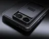 Close-up of a black smartphone case with a sliding camera cover. Produktbild-Vorschau