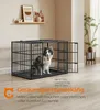 A dog is inside a black metal dog crate in a room. Produktbild-Vorschau