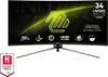 A curved computer monitor with gaming-related graphics and feature callouts. Anteprima dell’immagine prodotto