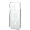 A clear phone case with a circular magnetic charging ring and a vertical line below it, shown against a white background. Anteprima dell’immagine prodotto
