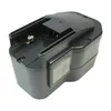 A black rechargeable battery pack for a power tool, shown from a diagonal angle. Produktbild-Vorschau
