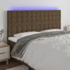 vidaXL LED Kopfteil Dunkelbraun 180x5x118/128 cm Stoff Produktbild-Vorschau 2