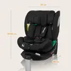 A black car seat with dimensions indicated by measurement lines and text. Produktbild-Vorschau