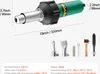 A product image showing a heat gun and its accessories, with dimensions and specifications displayed. Podgląd zdjęcia produktu