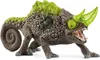 A toy chameleon creature with horns and green spikes on its back, standing on a white background. Produktbild-Vorschau