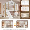 A bunk bed with a slide and ladder, shown in a room setting with additional product feature callouts. Produktbild-Vorschau