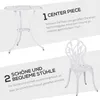 A marketing image showing a white metal bistro table and chair set, with text highlighting features. Náhľad obrázku produktu