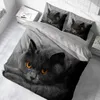 FEBE 3D Bettwäsche Schwarze Katze Bettbezug-Set 135x200 + Produktbild-Vorschau 2