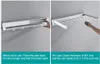 Two images showing how to use a wall-mounted drying rack. The left image shows it folded and the right image shows it extended. Produktbild-Vorschau