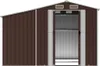 Front view of a brown metal shed with the doors open. Náhľad obrázku produktu