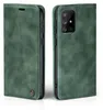 A green flip case for a Samsung Galaxy A71 phone, shown from the front and back. Produktbild-Vorschau