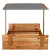 Springos® Sandkasten mit Dach 120x120 cm Massivholz Produktbild-Vorschau 4
