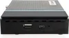 The front view of a black electronic device with a textured top and a blue stripe. Produktbild-Vorschau