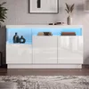 MODFU Sideboard Hochglanz mit LED-Vitrine,Beistellschrank Produktbild-Vorschau 4