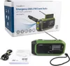 The image shows the packaging of a Nedis Emergency DAB+/FM Crank Radio, along with the product itself and its accessories. Produktbild-Vorschau