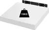 A white floating shelf with a black bracket and a weight icon indicating 15kg capacity. Produktbild-Vorschau