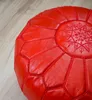 Marocký puf z pravé kůže - Celý červený - Ručně vyrobený - Náhled obrázku produktu 2