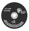 A black cutting disc with white text and symbols on a white background. Produktbild-Vorschau