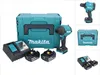 A collage of images showing a Makita cordless impact driver kit, including the tool, batteries, charger, and storage case. Náhled obrázku produktu