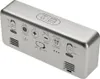 A silver digital alarm clock with various buttons and controls on its surface. Anteprima dell’immagine prodotto