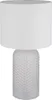 A table lamp with a white cylindrical lampshade and a textured glass base. Anteprima dell’immagine prodotto
