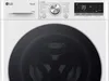 Front view of a white LG washing machine with a black door and control panel. Produktbild-Vorschau