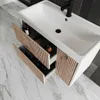80 cm Badmöbel- Set in goldeiche geriffelt mit Spiegel  | Produktbild-Vorschau 2