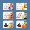 A collage of images showing different attachments and prepared food items for a vegetable and fruit cutter. Produktbild-Vorschau