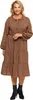 Damen Midi Langarm Kleid Luftig Modisch Elegant Rüschen Produktbild-Vorschau 3