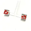 Hibiskusblüten Ohrstecker 925/- Silber matt rot Lack Produktbild-Vorschau 5