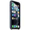 A dark blue iPhone 11 Pro in a protective case is shown from a side angle. Produktbild-Vorschau