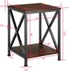 A diagram of a wooden and metal side table with dimensions indicated. Náhled obrázku produktu